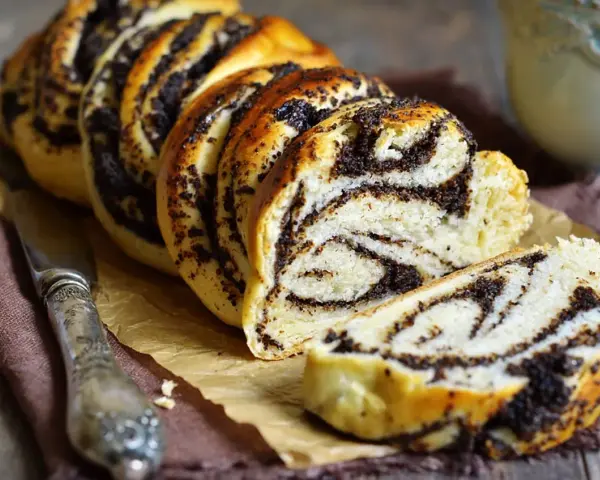 Ein köstlicher Mohnzopf, frisch gebacken. Dieses Mohnzopf Rezept ist ein Genuss für jeden Kaffeetisch.