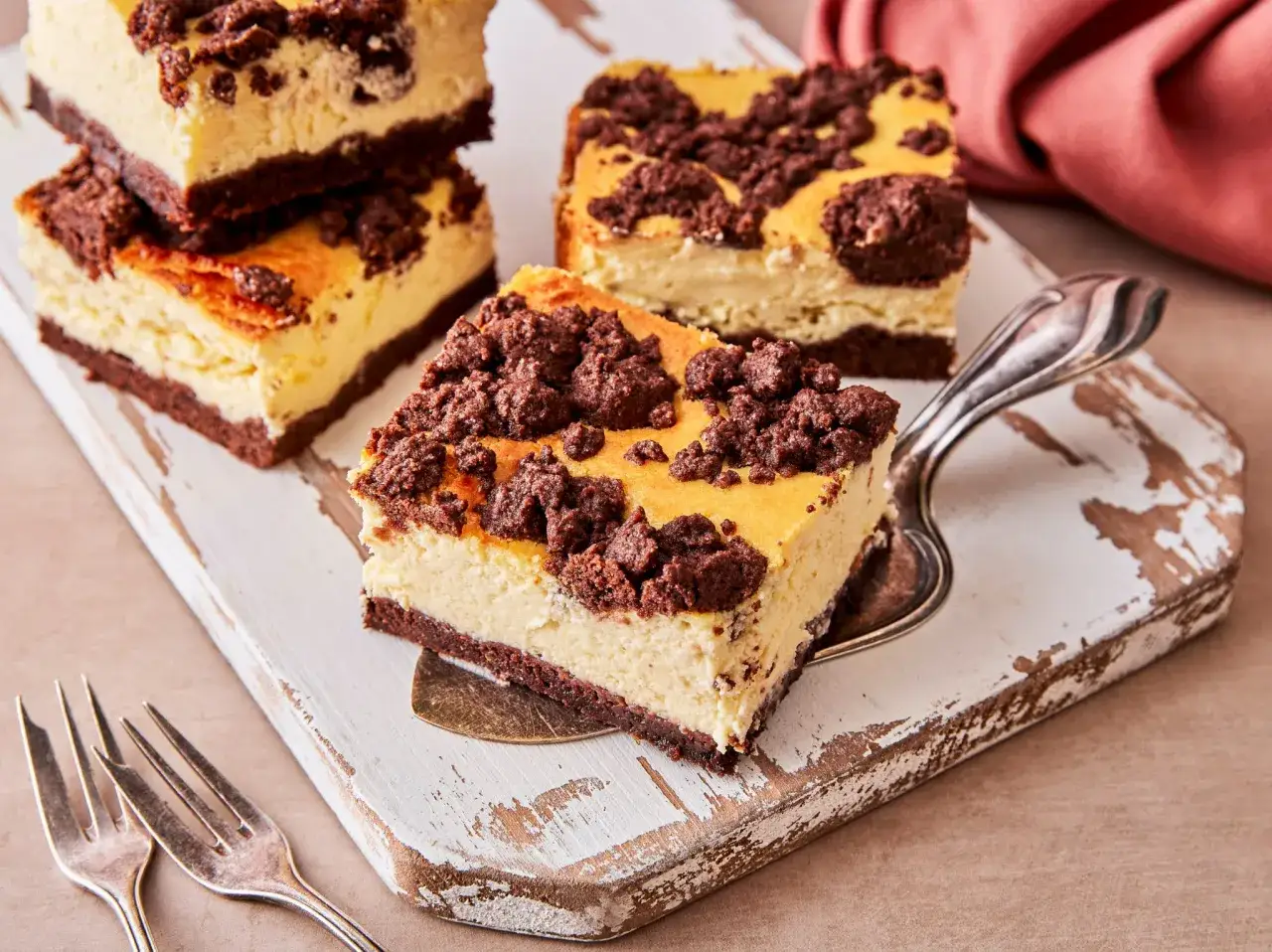 Saftiger russischer Zupfkuchen vom Blech, geschichtet mit Schoko-Streuseln und cremiger Käsemasse.